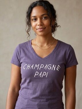 ⭐️ 5 for 20$! ⭐️ Drake "Champagne Papi" Purple V Neck T-shirt